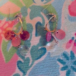 Pink hanging earrings